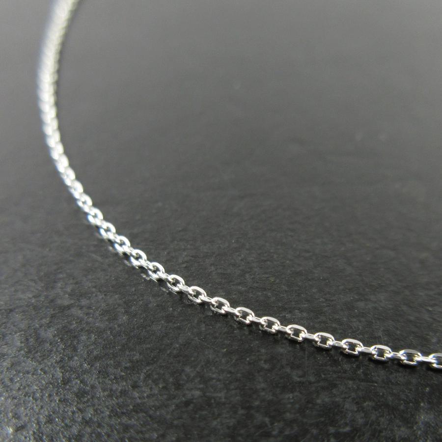 未使用品 K18WG カット小豆 チェーン ホワイトゴールド ネックレス 40.2cm 幅0.8mm 厚み0.8mm 1.2g J136_1
