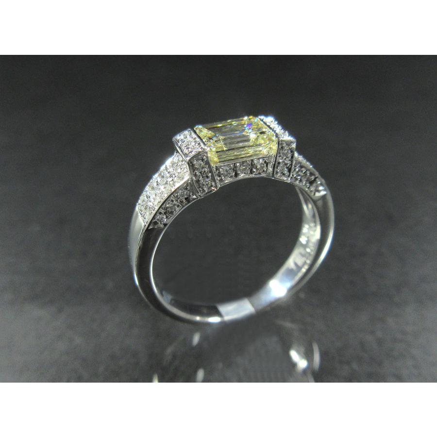 SOGO】Pt900 エメラルドカット ダイヤ パヴェ デザイン プラチナ  