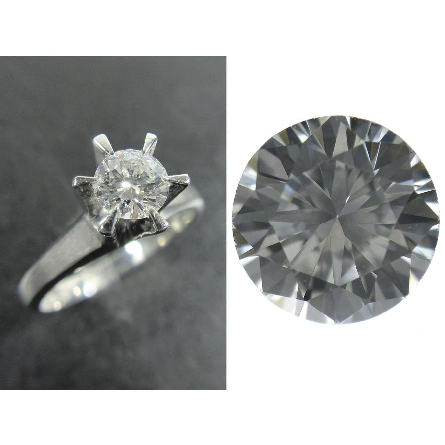 Pt900 1粒 ダイヤモンド 立て爪 プラチナ リング 0.331ct VVS-2 E  