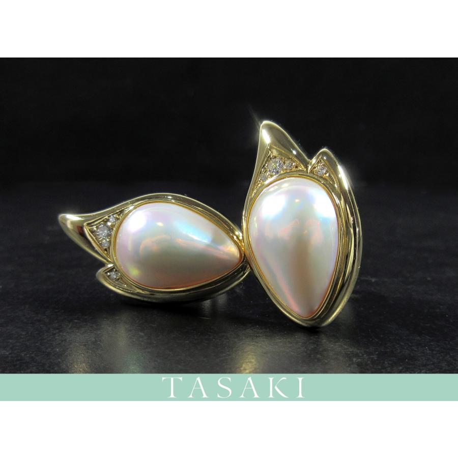 TASAKI】K18YG マベパール 4Pダイヤモンド デザイン イエローゴールド  