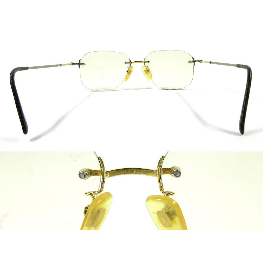 パリミキ　K18部分使い 茶道具ツーポイントメガネ K18無垢ツーポイントメガネフレーム 送料無料！ : ながはら宝飾