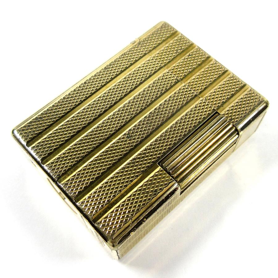 デュポン ヴィンテージ 初期型 ライン1S ショート ストライプ ひし形 デザイン ローラー ガスライター ゴールド 金張り STD2 | S.T.DUPONT