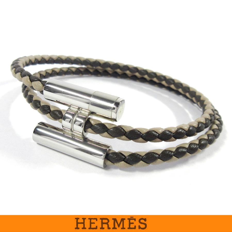HERMES 【エルメス】トゥルニ トレッセ Hロゴ レザー 編込み 2連