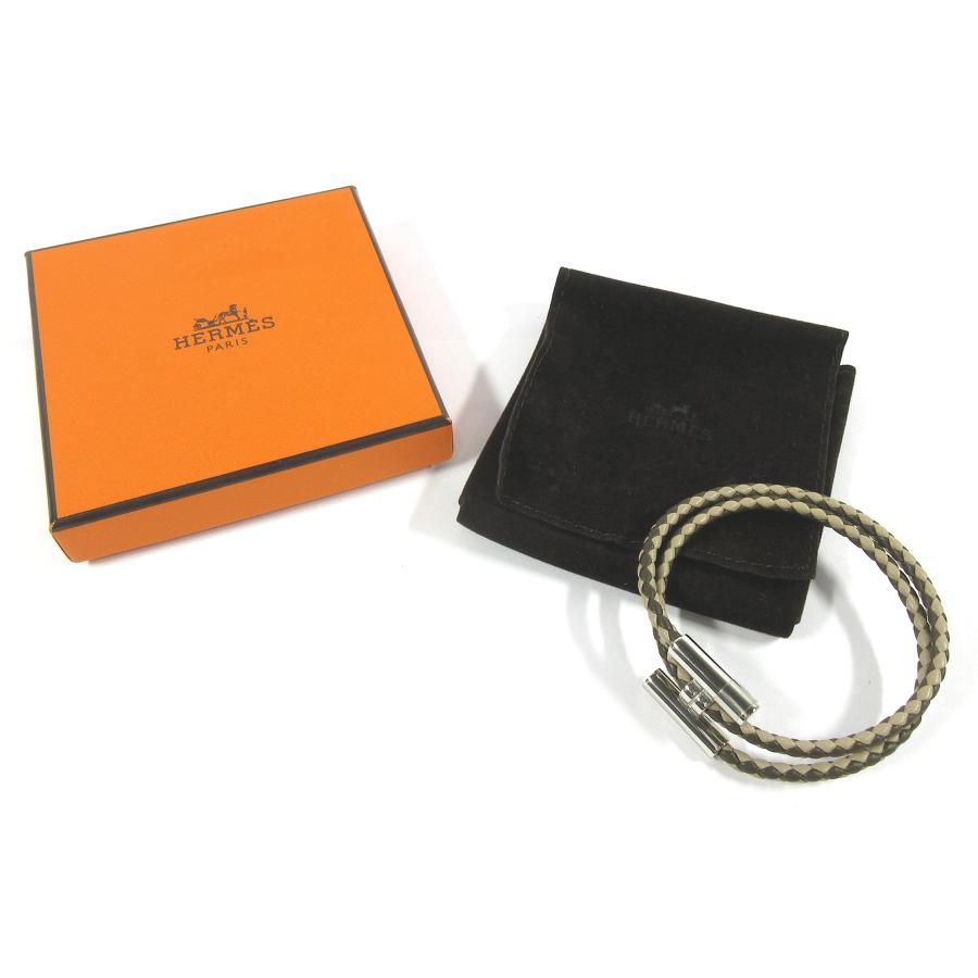 HERMES（エルメス） トゥルニ トレッセ Hロゴ レザー 編込み 2連 