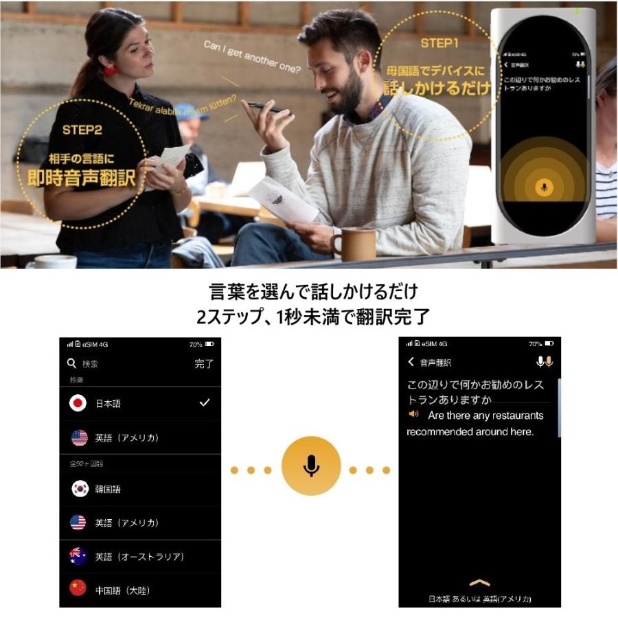 AI翻訳機 Langogo Genesis BK ブラック 音声翻訳機 グローバル