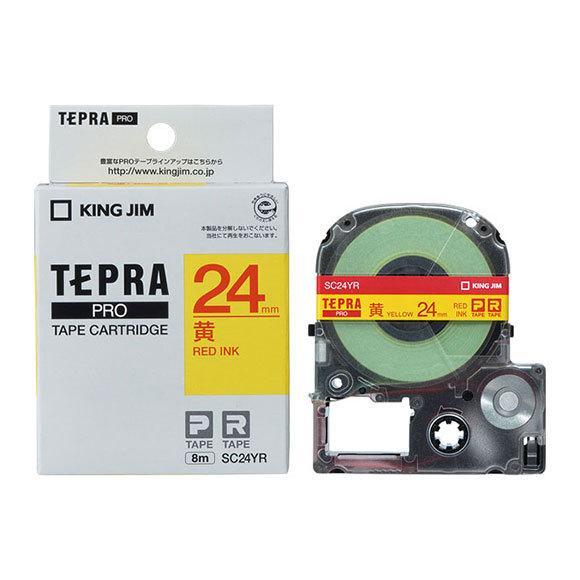 テプラPRO テープカートリッジ SC24YR 黄色ラベル赤文字 24mm キングジム｜west-side