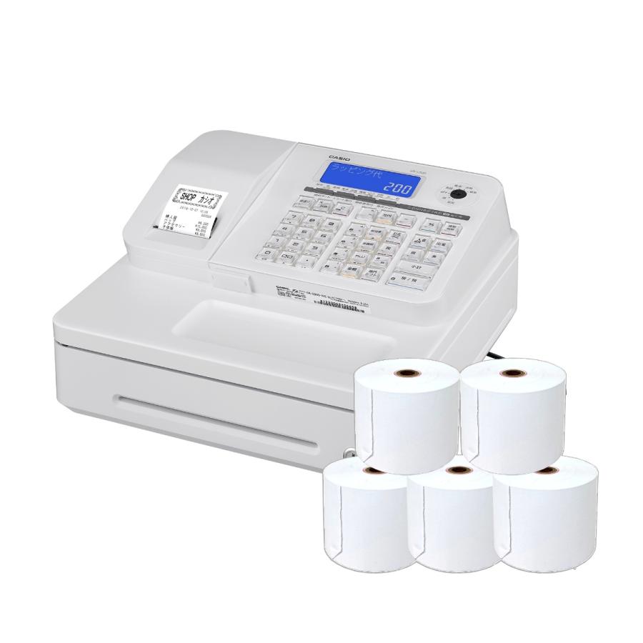 CASIO SR-S200-EX-WE レジスター ホワイト 美品 ロール5巻付 CASIO レジロール紙5巻付き カシオ 電子レジスター SR-S200-EX-WE