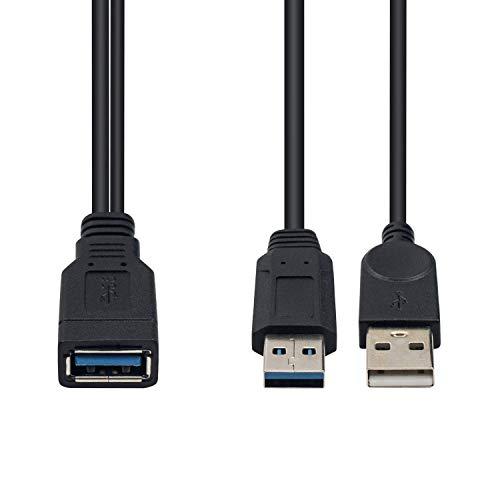 Duttek USB 3.0 二 股延長ケーブル、USB 3.0タイプAメスto デュアル USBオス充電Y延長ケーブル(片側のみ)充電用 30cm｜westbay-link｜06