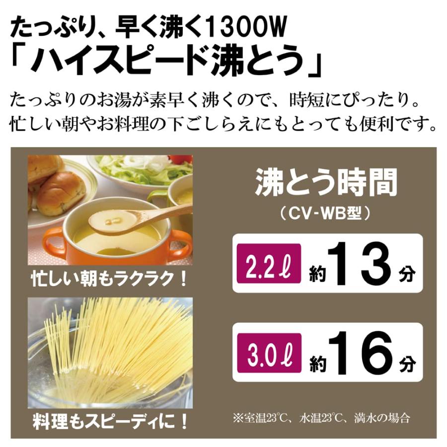 象印 電気ポット マイコン沸とうVE電気まほうびん 3.0リットル ホワイト 優湯生(ゆうとうせい) CV-WB30-WA｜westbay-link｜04