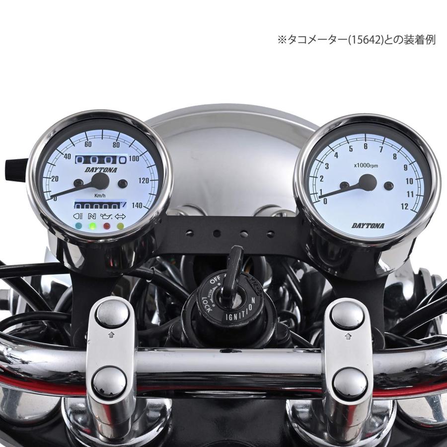 デイトナ(Daytona) バイク用 機械式 スピードメーター ステンレスボディ/ホワイトパネル/ホワイトLED φ60 140km/h表示 インジケ｜westbay-link｜03