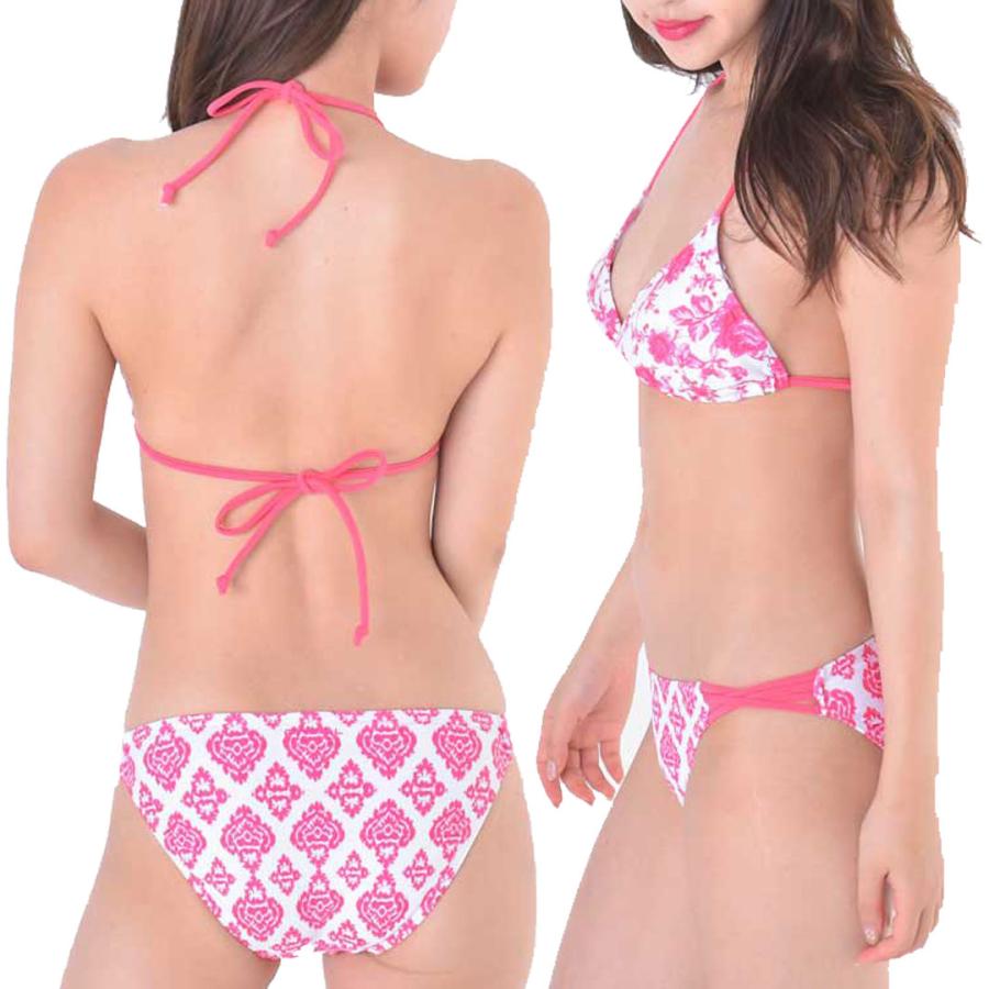 ビキニ丸 Amazon.co.jp: [ロキシー] パイル風素材三角ブラタイプビキニ