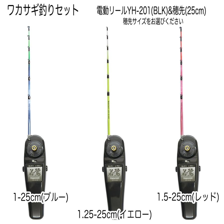 わかさぎセット  極技ワカサギ替え穂先 25cm  HAPYSON 電動リールYH-201 電動セット あすつく 使いやすさを重視した機能的でシンプルな構造 わかさぎ釣り｜westcoast｜08