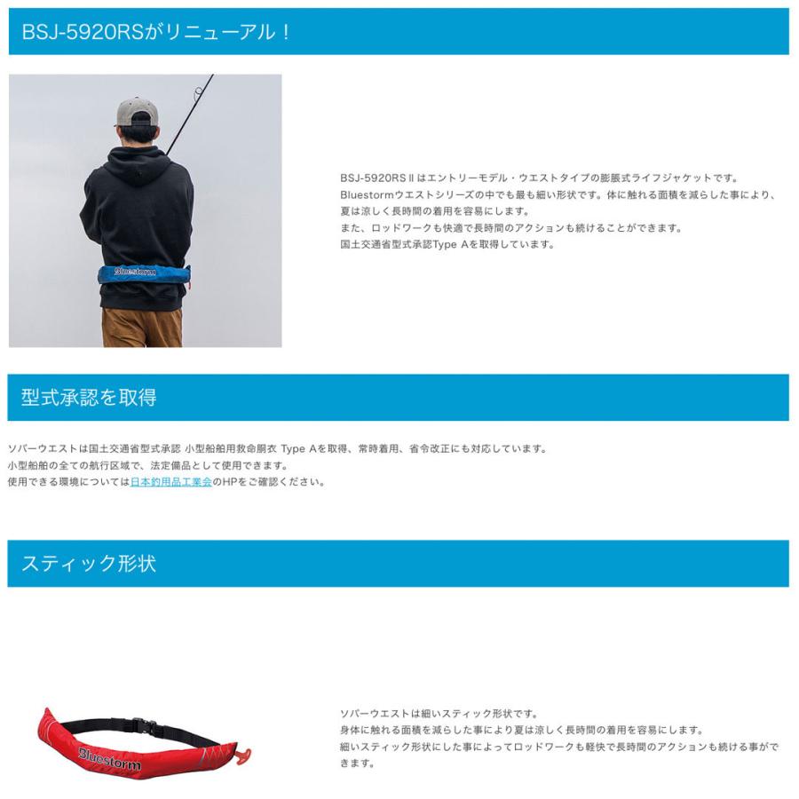 小型船舶用救命胴衣 BLUESTORM ブルーストーム BSJ-5920RSII ソバー