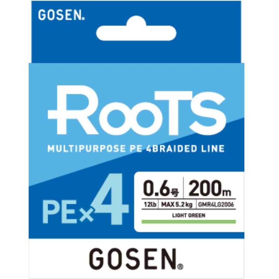 ゴーセン GOSEN  ROOTS ルーツ PE×4  200m  0.6号/0.8号/1号/1.2号/1.5号/2号  ライトグリーン  PEライン｜westcoast