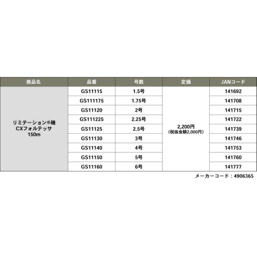 ゴーセン GOSEN  リミテーション磯CXフォルテッサ 150m   1.75号/2号/2.25号/2.5号/3号/4号/5号/6号  ナイロンライン｜westcoast｜04