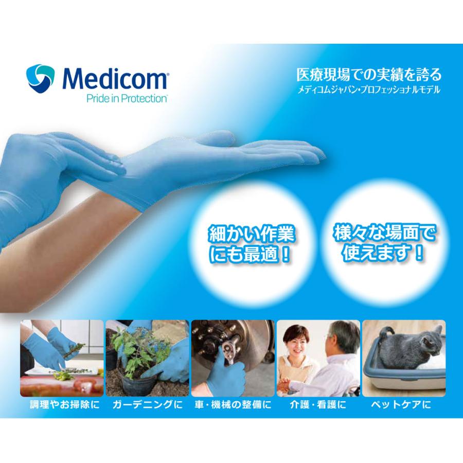メディコムジャパン MEDICOM ニトリル手袋 ブルー 100枚入り