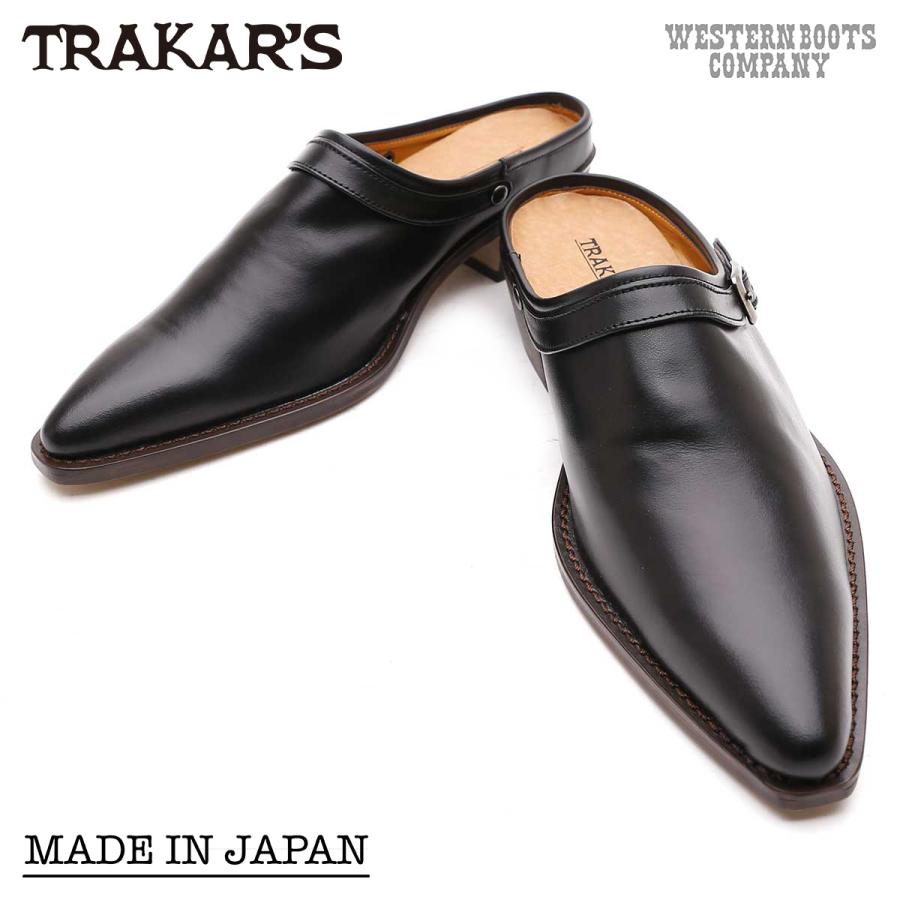 TRAKAR'S 25500 ブラック レザー 本革 ウエスタン ミュール クロッグ