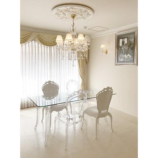 輸入家具 ヨーロッパ家具 ダイニングテーブル W160cm ロココ調 クリア