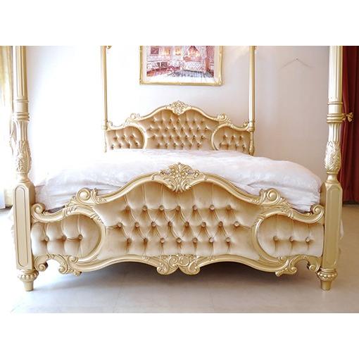 オードリー 女優ベッド ダブルサイズ ゴールド色 天蓋付き ゴールドの