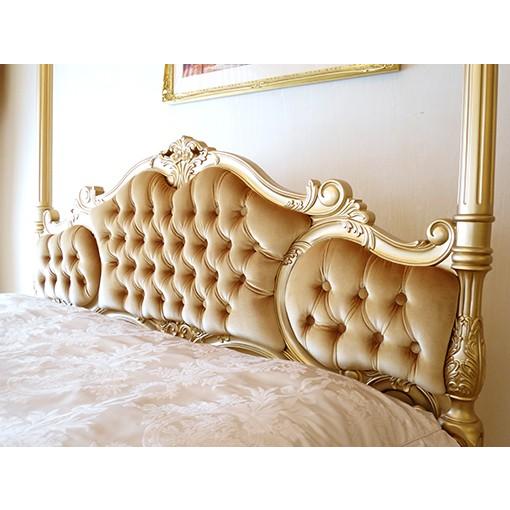 オードリー 女優ベッド ダブルサイズ ゴールド色 天蓋付き ゴールドの