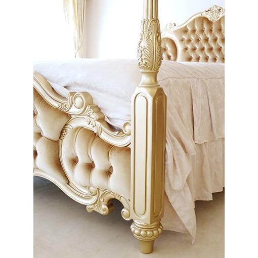 オードリー 女優ベッド ダブルサイズ ゴールド色 天蓋付き ゴールドの