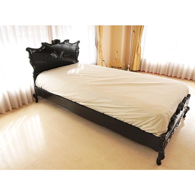 輸入 オーダー家具 小悪魔スタイル シングルベッド バタフライの彫刻 ブラックグロス色 Orderbed079 ウエストハウスギャラリーヤフー店 通販 Yahoo ショッピング