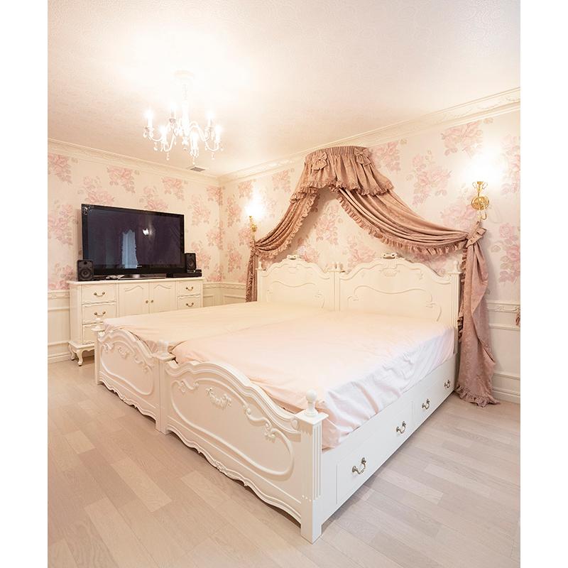 輸入 オーダー家具 ラ・シェル セミダブルベッド 片側引出し付