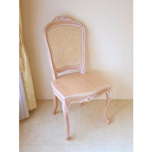輸入 オーダー家具　ラ・シェル　ラタンチェア　リボンの彫刻　座面：木製　ピンクベージュ色人気売れ筋ランキング