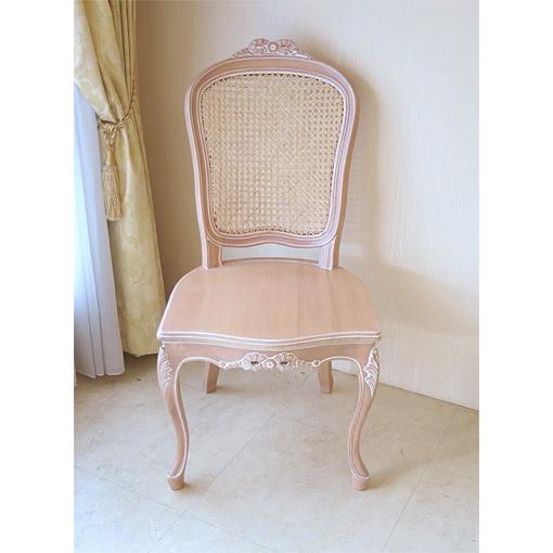 輸入 オーダー家具　ラ・シェル　ラタンチェア　リボンの彫刻　座面：木製　ピンクベージュ色人気売れ筋ランキング