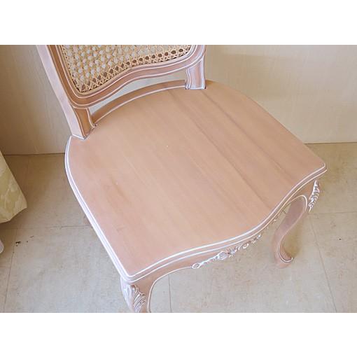 輸入 オーダー家具　ラ・シェル　ラタンチェア　リボンの彫刻　座面：木製　ピンクベージュ色人気売れ筋ランキング