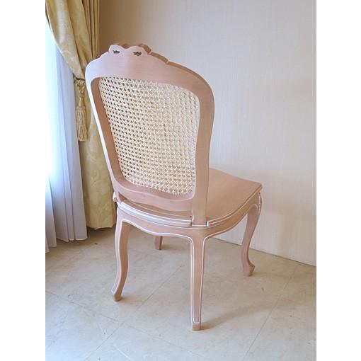 輸入 オーダー家具　ラ・シェル　ラタンチェア　リボンの彫刻　座面：木製　ピンクベージュ色人気売れ筋ランキング