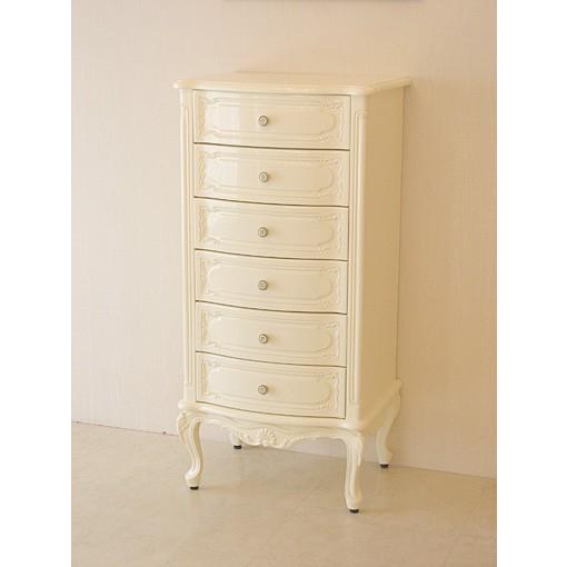 チェスト Ｗ55cm 引出６段６杯 ホワイトグロス色 輸入家具 オーダー家具