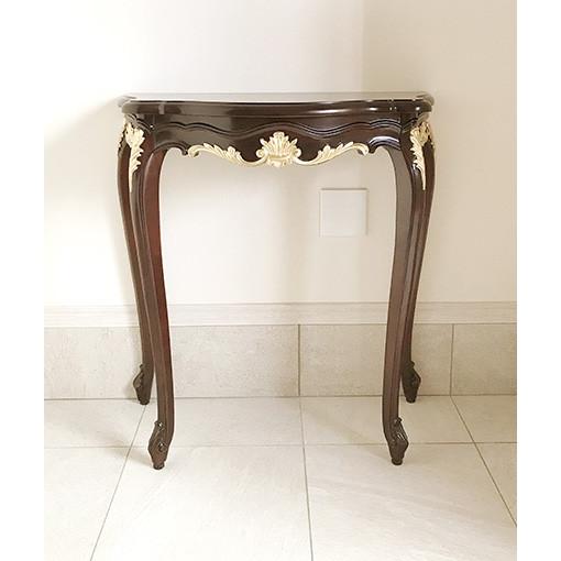 ●新商品●　輸入 オーダー家具 ラ・シェル コンソール ビバリーヒルズの彫刻 D40cm ブラウン＆ゴールド色