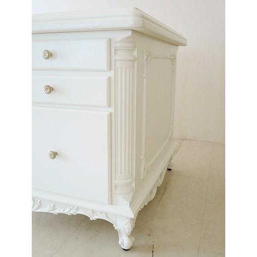 輸入 オーダー家具 デスク クラシックスタイル W160cm ホワイト色 イニシャルR\u0026オードリーリボンの彫刻の画像