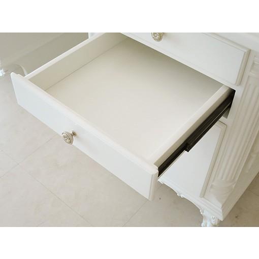 輸入 オーダー家具 デスク クラシックスタイル W160cm ホワイト色 イニシャルR\u0026オードリーリボンの彫刻の画像