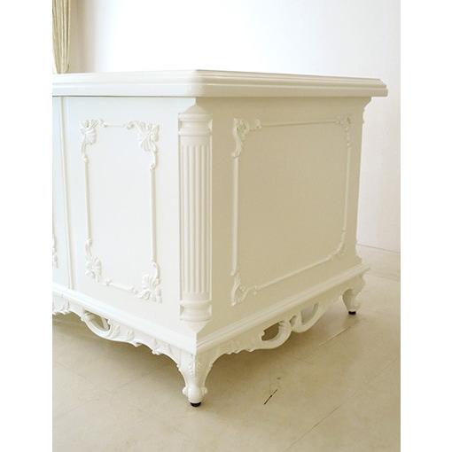 輸入 オーダー家具 デスク クラシックスタイル W160cm ホワイト色 イニシャルR\u0026オードリーリボンの彫刻の画像