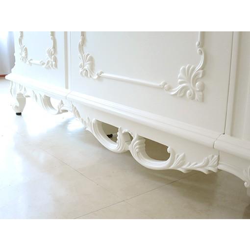 輸入 オーダー家具 デスク クラシックスタイル W160cm ホワイト色 イニシャルR\u0026オードリーリボンの彫刻の画像