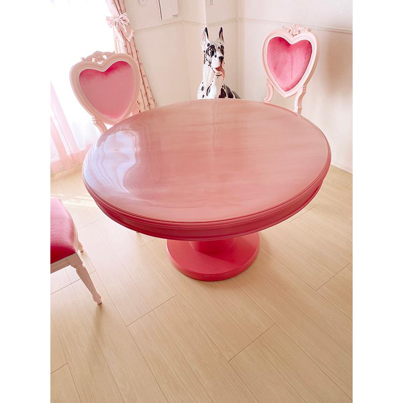 ラウンドテーブル 1本脚 120cm ショッキングピンク色 輸入家具