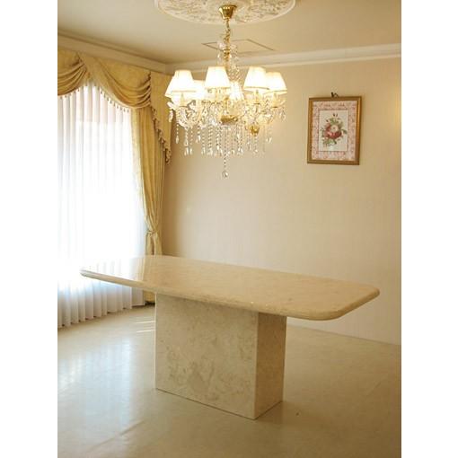 大理石 オーダーメイド ダイニングテーブル 180 一本脚 クリーム