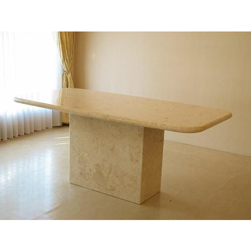 大理石 オーダーメイド ダイニングテーブル 180 一本脚 クリーム