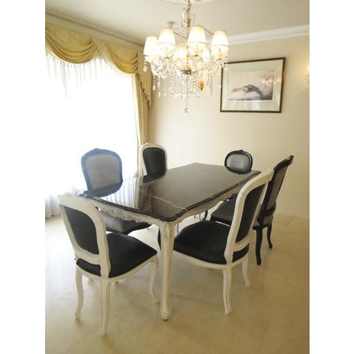 内祝い 大理石家具 オーダーメイド ビバリーヒルズ ダイニングテーブル180 ホワイト ブラックアンティーク色 シェルの彫刻 ブラック大理石トップ 完売 Artmedia Ba