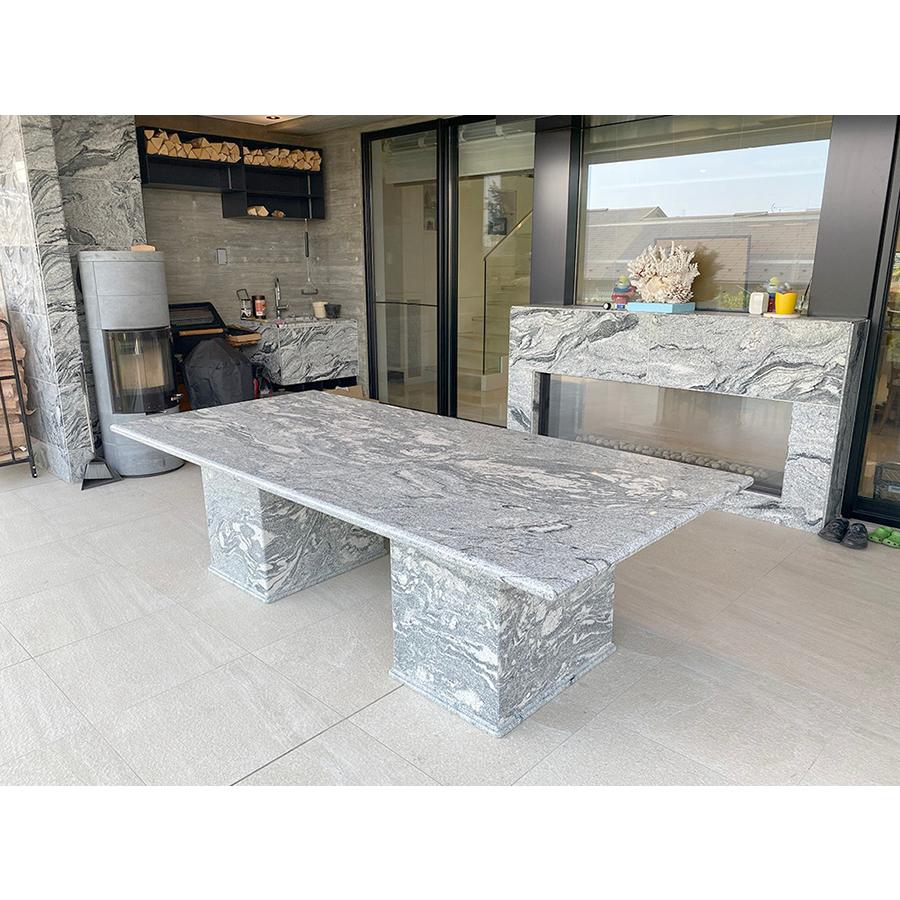 白御影石 ダイニングテーブル 2本脚 W260cm 輸入家具 オーダー家具