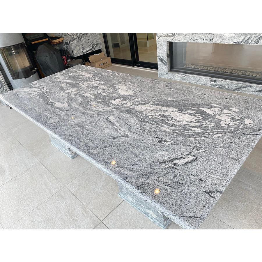 白御影石 ダイニングテーブル 2本脚 W260cm 輸入家具 オーダー家具