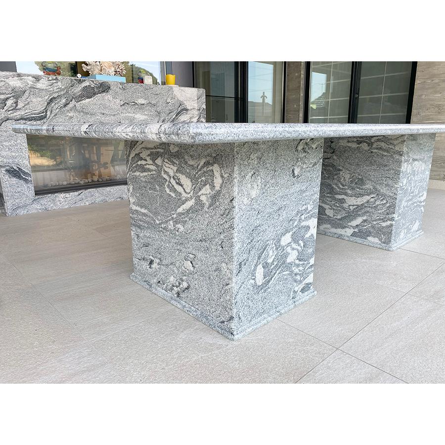 ○新商品○白御影石 ダイニングテーブル 2本脚 W260cm 輸入家具