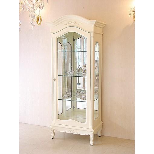 輸入家具 オーダー家具 ラ・シェル ショーケース オードリーリボンの彫刻 ホワイト色