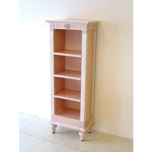 輸入家具 オーダー家具 ブックシェルフ W40cm H110cm マダム・ココスタイル イニシャルの彫刻 ピンクベージュ色