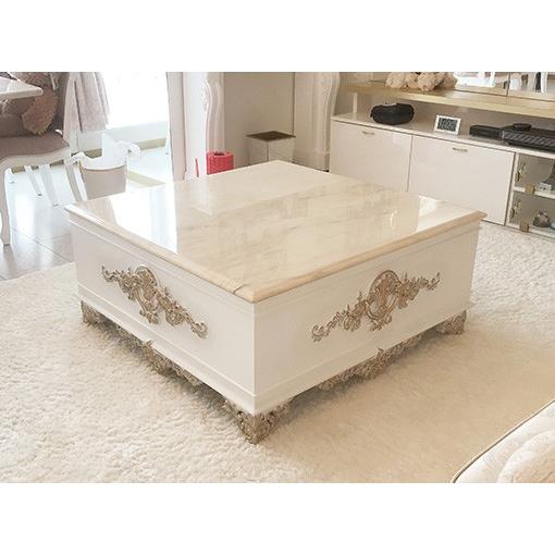 新品本物 オーダー家具 センターテーブル ロココ調 クラシックスタイル スーパーホワイト ゴールド色 大理石天板 ロッソ 輸入家具 配送員設置送料無料 Artmedia Ba