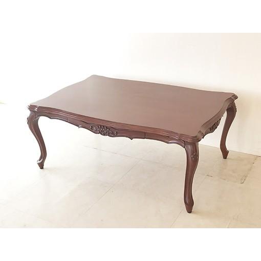 オーダー家具 ラ シェル センターテーブル お花模様の彫刻 メープルブラウン色 両側引出し 輸入家具 Ordertable074 ウエストハウスギャラリーヤフー店 通販 Yahoo ショッピング