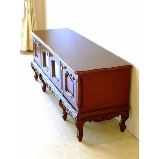 ラ・シェル ローボード W140cm マホガニー色 ブラックアンティーク仕上げ H55cm 輸入家具 オーダー家具_2