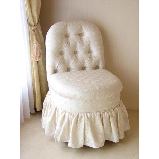 輸入家具 プリンセス家具 ソファ プチチェア ホワイトダイヤ柄